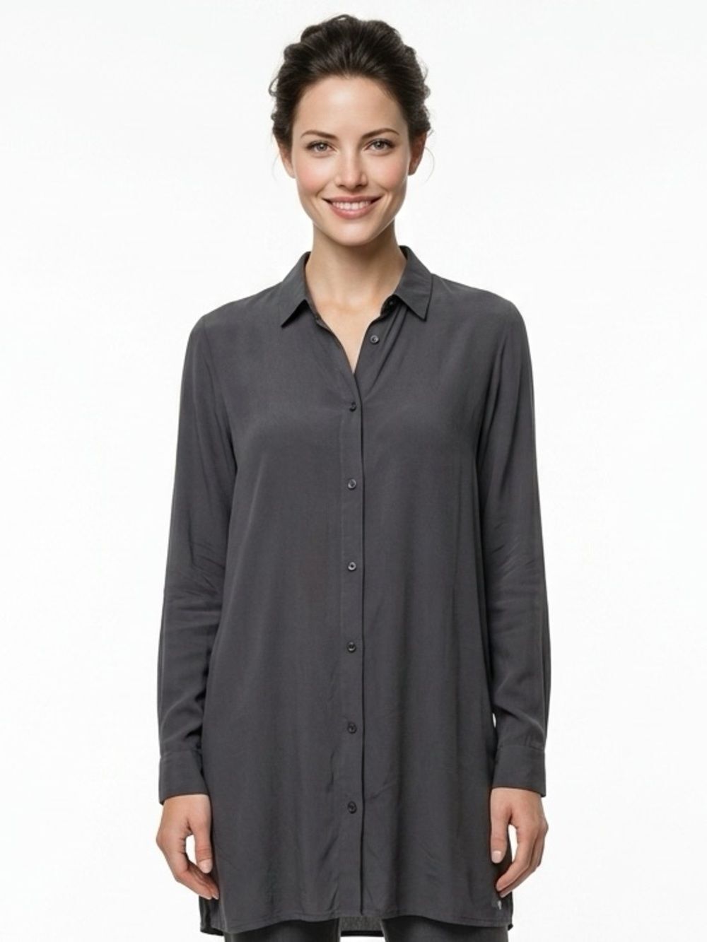HANRO KNITS | Gray Button Down Long Sleeve Dress Shirt Women’s Size X-Small